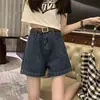 Nuevos Pantalones Cortos de Verano 2026 Retro Talla Grande de Cintura Alta Adelgazantes de Corte A para Mujeres Menudas, Pantalones de Mezclilla Delgados de Pierna Ancha