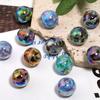 Cadena para Teléfono Móvil de Cuentas Redondas con Estampado de Mariposa de Encaje Acrílico, Color UV, Patrón de Leche, Accesorios para Joyería DIY con Cuentas