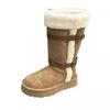 Botas de Neve Femininas 2025 Outono e Inverno Novo Estilo Forradas com Lã Couro Espessado e Pelo Integrados Sapatos de Algodão Grandes Nordestinos Cano Alto Quentes Botas de Neve