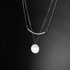 Collar de plata de doble capa para mujer, diseño de nicho simple, temperamento, estilo frío, cadena de clavícula, cadena de suéter corto de celebridades de Internet, todo a juego