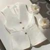 Chaleco Elegante Versátil Profesional de Lujo Ligero Estilo Francés Sin Mangas Jacquard Tweed Chaleco Estilo Nuevo para Mujer