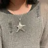 Colar com Pingente de Estrela Espiral Prata Estrela Corrente de Suéter Doce Cool Garota Popular Nicho 2025 Novo Vintage Corrente para Clavícula
