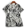 Camisa de impressão de tinta feminina verão manga curta design nicho cardigan chiffon top solto estilo ocidental camisa fina