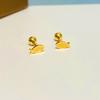 Brincos Recém-Chegados Simples Pequenos e Compactos para Mulheres Brincos de Celebridade da Internet Brincos Dourados do Portão Leste Pregos de Cartilagem Auricular Brincos de Aço Titânio