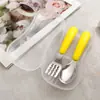 Aço inoxidável 304 Conjunto de talheres faca e garfo para crianças talheres de bebê portátil para atividades ao ar livre talheres para suplementos alimentares colher e garfo de treinamento para menores de 3 anos