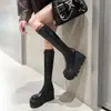 Botas Altas de Suela Gruesa Blancas Chuyuji para Mujer 2026 Nuevo Modelo Tacón de Cuña que Aumenta la Altura Botas Largas Hasta la Rodilla Versátiles Botas de Montar de Tacón Alto