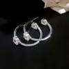Pendientes Europeos y Americanos de Circonita Super Brillantes con Forma de Corazón y Forma de C, Pendientes Elegantes y de Nicho con un Toque de Lujo Ligero y de Gama Alta, Pendientes Sencillos para Mujer