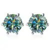Brincos Femininos em Prata Esterlina 925 com Seis Garras, Estilo Clássico Mais Vendido, Moissanita Colorida com Certificado GRA, Brincos Versáteis, Atacado Transfronteiriço