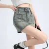Falda Corta de Mezclilla Estilo Retro Americano para Mujer Verano 2025 Nueva Anti-Exposición Sexy de Cintura Alta que Cubre la Cadera Falda de Línea A