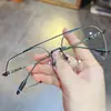 Nuevos Armazones de Lentes a la Moda y Versátiles de Jian Danke Luo, Armazón Grande Retro, Doble Puente, Armazón de Lentes de Prescripción Sin Marco, Lentes de Moda Sin Graduación