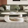 Nova Mesa de Centro Oval em Pedra Sinterizada de Luxo Leve Italiana para Apartamento Pequeno Sala de Estar Moderna Casa Simples Combinação de Armazenamento de Alta Qualidade