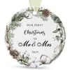 Colgante Redondo de Madera Nuevo para Navidad Transfronterizo con Fotos 2025 Decoraciones Colgantes para Árbol de Navidad de Recién Casados