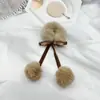 Faixa de Cabelo Nova Estilo Coreano com Bola de Pelo e Laço, Elástico Fofo para Rabo de Cavalo, Argola de Cabelo de Bola Fashion, Acessório de Cabeça Doce para Meninas