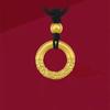 Pingente de argola de ouro ruyi com areia vietnamita, colar masculino e feminino banhado a ouro e cobre, joias vermelhas por atacado
