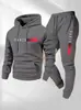 Conjunto Esportivo com Capuz e Cordão Moda Casual Europeu Unissex Estampa de Letras Paris