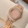 Relógio de Pulso de Quartzo com Pulseira de Aço Totalmente Cravejado com Diamantes, Moda Hip-Hop Transfronteiriça, Luxuoso, Moderno, Temperamento, Fabricante em Estoque