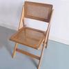 Silla plegable de madera maciza y ratán para el hogar, casa de huéspedes, sala de estar, silla de comedor, silla de ratán estilo Ins retro nostálgico, silla de madera natural, estilo Ins