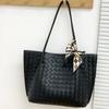 Bolso de Mano de Verano Suave de Piel de Vaca Tejido a Mano Cuero Genuino Bolso para Mujer Cesta de Verduras Hombro Bandolera Bolso de Compras Bolso para Madre