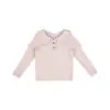 Roupa infantil Nuomi Wanzi, camiseta de manga comprida para meninas, estilo duas peças falsas com botão de cogumelo colorido, conjunto de outono infantil, top com gola de boneca