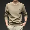 Sudadera cuello redondo hombre primavera otoño agradable a la piel cálida mediana edad casual de negocios pullover camiseta de manga larga capa base versátil