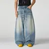 Ropa para Hombre Maple House / Colección Nueva Primavera 2026: Pantalones vaqueros anchos de alta calle americana, nicho, cuchillo curvo, desgastados, rotos