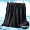 Shorts Esportivo de Malha Secagem Rápida para Homens, Comprimento Cinco Pontos, Seda de Gelo, Elástico, Respirável, Tendência de Verão, Shorts Casuais Soltos para Homens