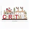 Novos enfeites decorativos de Natal de madeira com letras, boneco de neve e rena, decorações criativas 3D de desenho animado para mesa