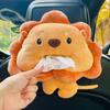 Caja de pañuelos para coche, reposabrazos, papel, decoración interior, creativa, con dibujos animados de peluche