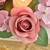 Castiçal de Hortênsia Rosa Guirlanda Decorações de Mesa Simulação Rosa Enfeites de Jantar à Luz de Velas de Véspera de Natal