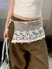 Falda de Encaje con Capas Florales Huecas con Cordones Combinada con Pantalones de Mezclilla, Moda de Verano Delgada Decorativa Adelgazante Media Falda para Mujer