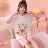 Pijama de Verão para Meninas, Algodão Penteado Manga Curta Estilo Fino 2026 Conjunto de Verão para Crianças Meninas, Roupa de Casa para Crianças Maiores