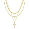 Amazon Transfronterizo Nuevo Collar con 26 Letras Iniciales Moda Colgante de Cruz Personalizado Collar Multicapa Joyería para Mujer