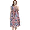Camisón de verano con estampado antigolpes para mujer, ropa de casa fresca, sin mangas, de algodón y seda, talla grande, de algodón artificial, holgado y cómodo, de media falda.