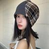 Sombreros con capucha a cuadros vintage de estilo japonés para mujer, finos, transpirables, de verano, con gran circunferencia de cabeza, holgados y combinables.
