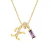 Tendencia de Tiktok Juego de Zirconia Cúbica Morada Chapada en Cobre Dorado de 26 Letras Lujo Ligero Europeo y Americano Comercio Transfronterizo Venta al por Mayor en Stock