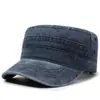 Chapéu de Sol Lavado Branco Desbotado Quatro Estações Chapéu de Aba Reta Casual Masculino Patchwork Algodão Puro Fashionável Mais Fácil de Combinar Chapéu de Topo Plano