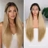 Peluca Nueva de Estilo de Comercio Exterior Europeo y Americano para Mujer, Más Vendida en Amazon, Encaje Frontal, Raya Media, Larga Recta, Fibra Sintética de Alta Temperatura 1B/27 # Tocado
