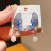 Pendientes de Aguja de Plata Lujo Ligero Perla de Imitación Cristal Mariposa Gota de Agua Franceses de Gama Alta Exquisitos Únicos de Nicho Elegantes