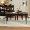 Pernas de Mesa Suspensas Retro Modernas Mesa de Jantar em Madeira Maciça com Detalhes em Rattan Mesa de Jantar Retangular Vintage Francesa para Apartamentos Pequenos Sala de Estar