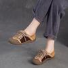 Jiezu 2025 Outono e Inverno Novo Moda Coreana Tendência Bico Redondo Sapatos Flats Femininos com Cadarço Frontal, Combinação de Cores Casual e Versátil