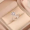 Anillo para Mujer Transfronterizo Micro-Incrustado Flor Giratorio Zircón Temperamento Estilo Cool Diamante Completo Anillo de Amor Joyería al Por Mayor