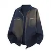 Chaqueta de trabajo de lona estilo americano para hombre, ajuste otoñal, moderna, lavada, con cuello alto, abrigo corto