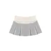 Cuello de la mañana Chica hot americana hilo de color contrastante costura de encaje falda plisada mujer delgada pequeña falda línea A
