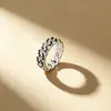 Anillo Cubano Delgado Hueco de Diamante para Mujer Chapado Personalidad Anillo Retorcido para Dedo Accesorios de Anillo Moda Viaje