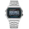 Reloj Electrónico Deportivo para Niños F91w Ultrafino Mark No Mark Multifuncional Luminoso con Alarma Reloj con Correa de Acero