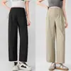 Pantalones de Maternidad Verano Estilo Delgado Ropa Exterior Sin Apretar la Barriga Sin Soporte Pierna Recta Pantalones de Maternidad Pierna Ancha Para Mujeres Embarazadas de Baja Estatura