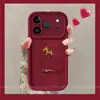 Funda Adecuada para Teléfono Apple 17 Pro Max con Correa, Diseño de Silicona para iPhone 16 Plus con Texto en Inglés, Pequeño Caballo Dorado