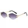 Gafas de Sol sin Marco con Gancho de Garra Europeo y Americano Transfronterizas 2025 Nuevas Gafas de Sol Poligonales Personalizadas Gafas de Sol de Alta Gama Modernas