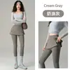 Pantalones Falda de Dos Piezas Falsos con Abertura, Falda de Tenis con Bolsillos Integrados, Pantalones de Yoga Ajustados, Pantalones Barbie de Control de Abdomen para Primavera y Otoño, Pantalones Tiburón