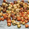 Paquete de 100 cuentas redondas de madera de colores variados, hechas a mano, estilo retro, con trenzado sucio, cuentas de flores, cuentas de madera, 17 mm
